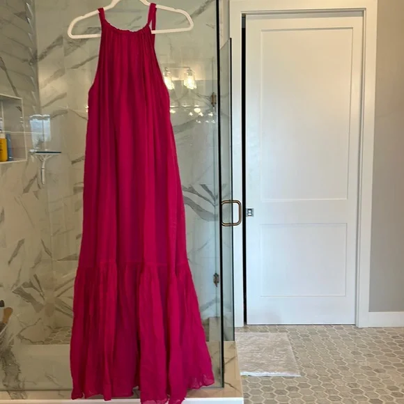pink republic maxi dress Aurelia Italian Satin Trapeze Dress